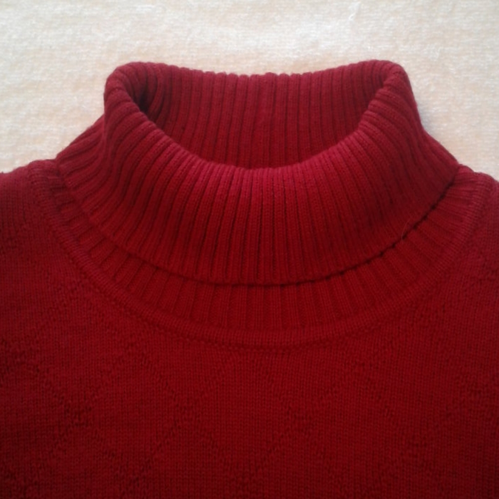 Bogner vintage sweater wool blend red turtleneck - Picture 4 of 12